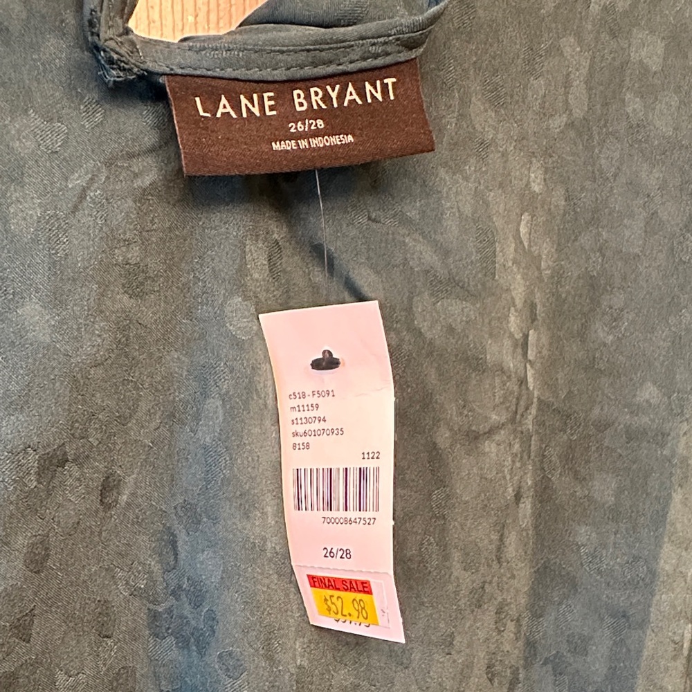 Lane Bryant Teal V-Neck Blouse - Picture 2 of 2